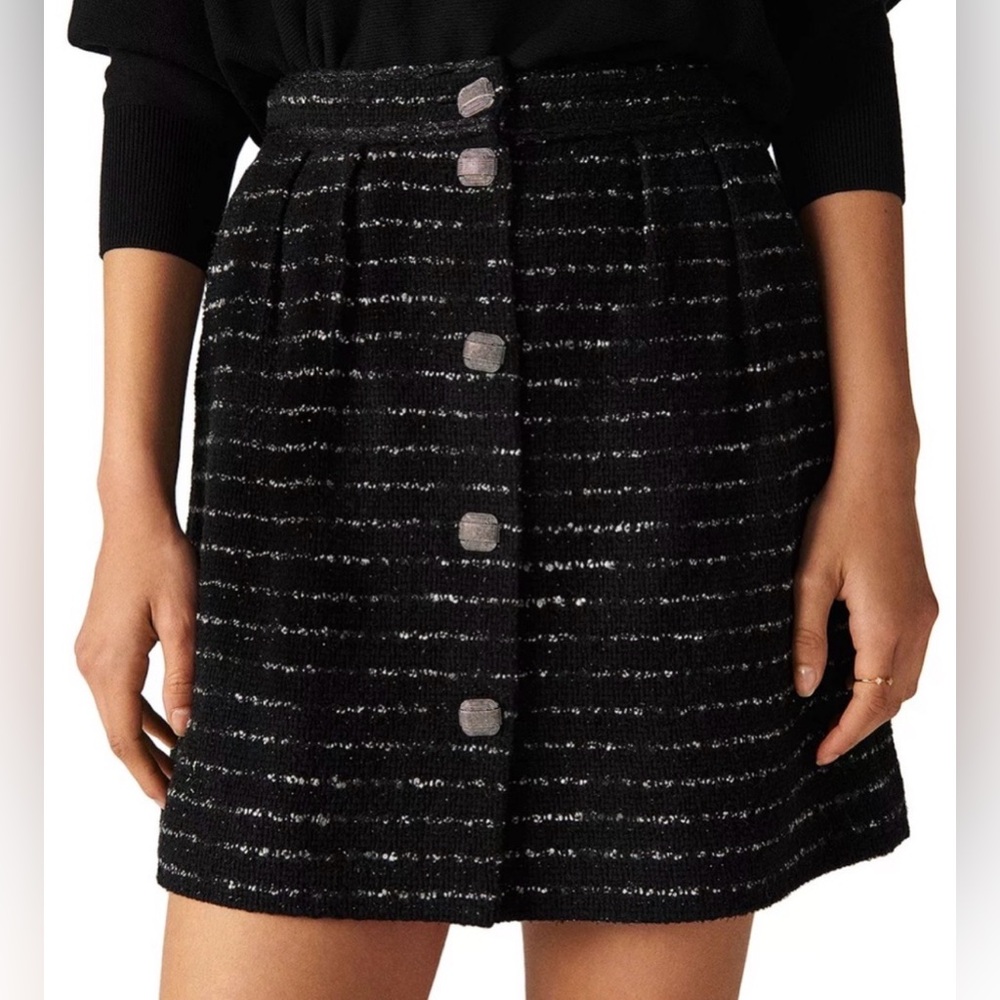 ba&sh tweed mini skirt Livia Black Metallic XS